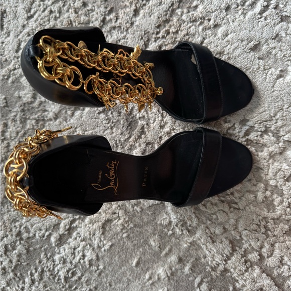 Christian Louboutin Black Heels with Gold Chain